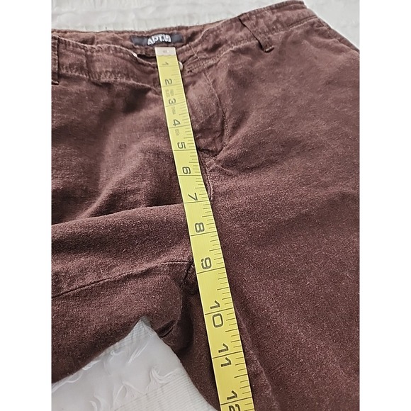 APT.9 Wide Leg Brown Linen Blend Capri Gaucho Pants Size 10 Cropped Casual Boho - Picture 7 of 13